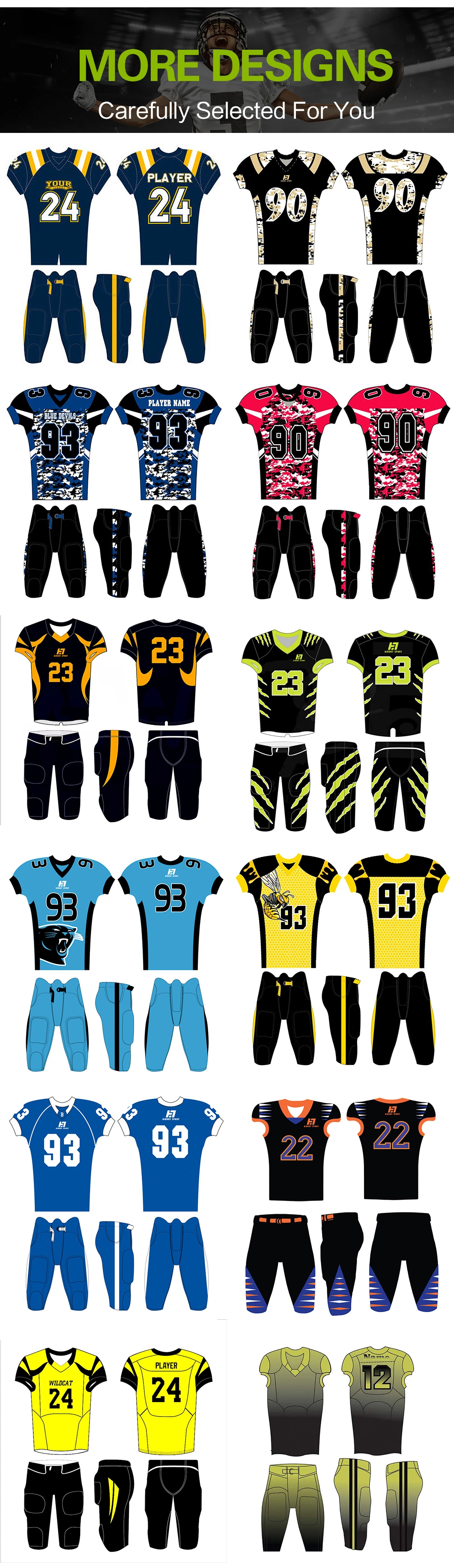 2022 Sublimation Custom Made American Football Jerseys, American Football Uniforms / Football Uniform