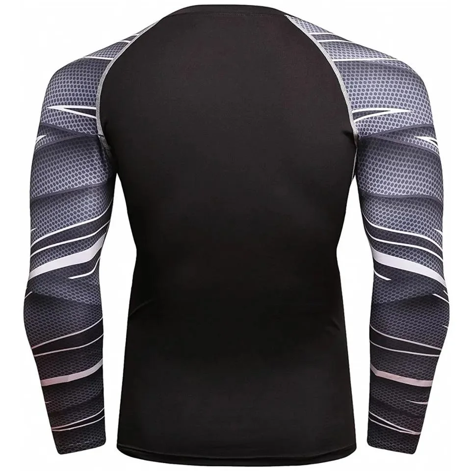 Fitness Rash Guard Long Sleeve Men Bjj MMA Compression Rash Guard